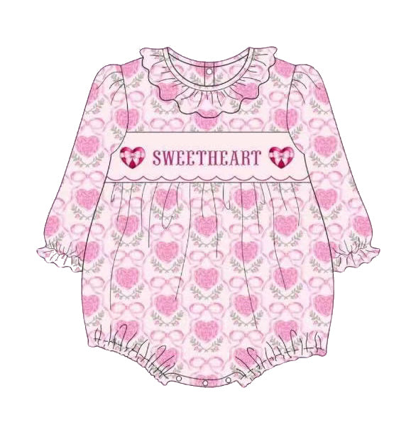 Baby Infant Girls Pink Bows Sweetheart Rompers preorder