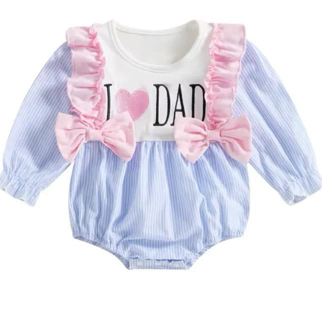 Baby Infant Girls I Love Dad Bows Rompers preorder