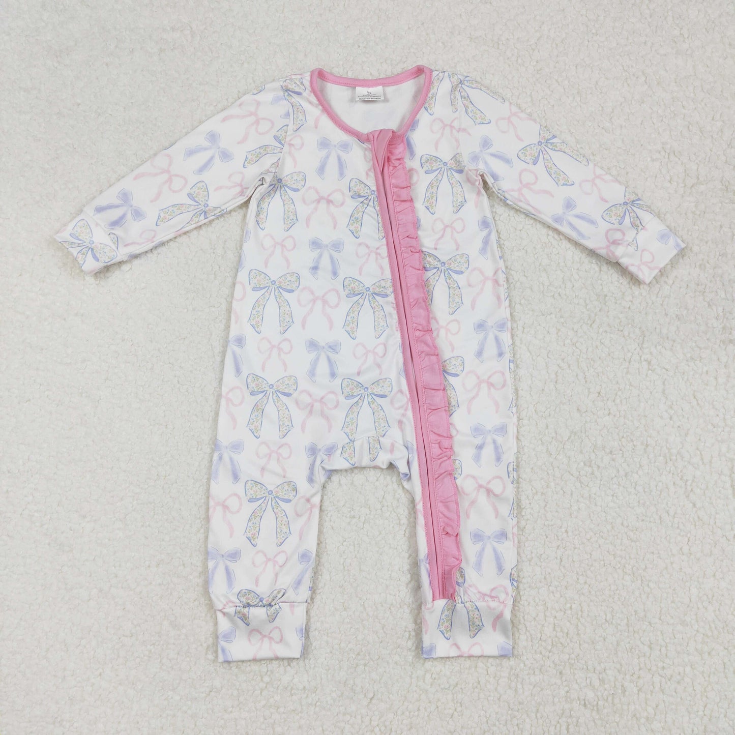 Sibling Baby Girls Floral Bows Plaid Ruffle Zipper Footie Rompers Blankets