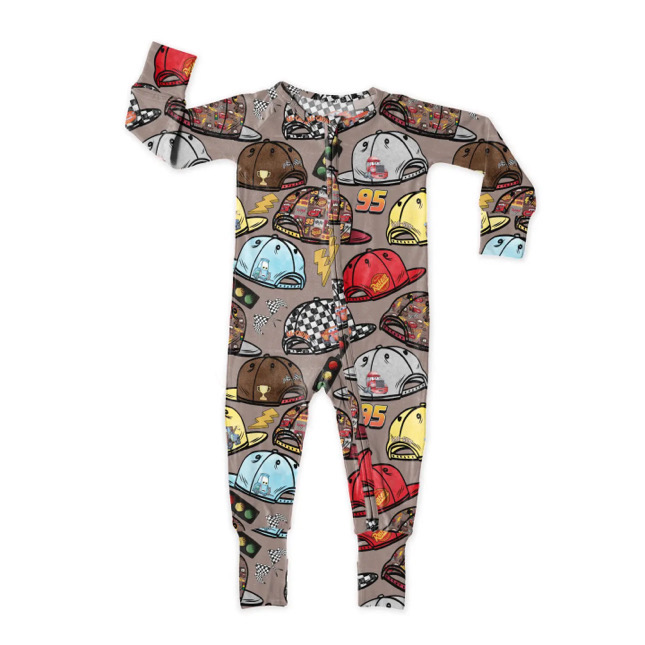 Baby Infant Boys Racing Hats Zip Rompers preorder