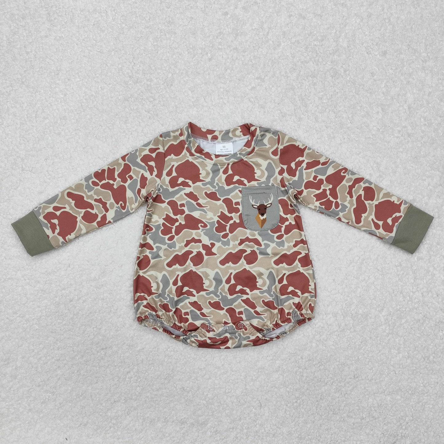 Sibling Baby Boys Long Sleeve Pockets Ducks Deer Hunting Camo Rompers