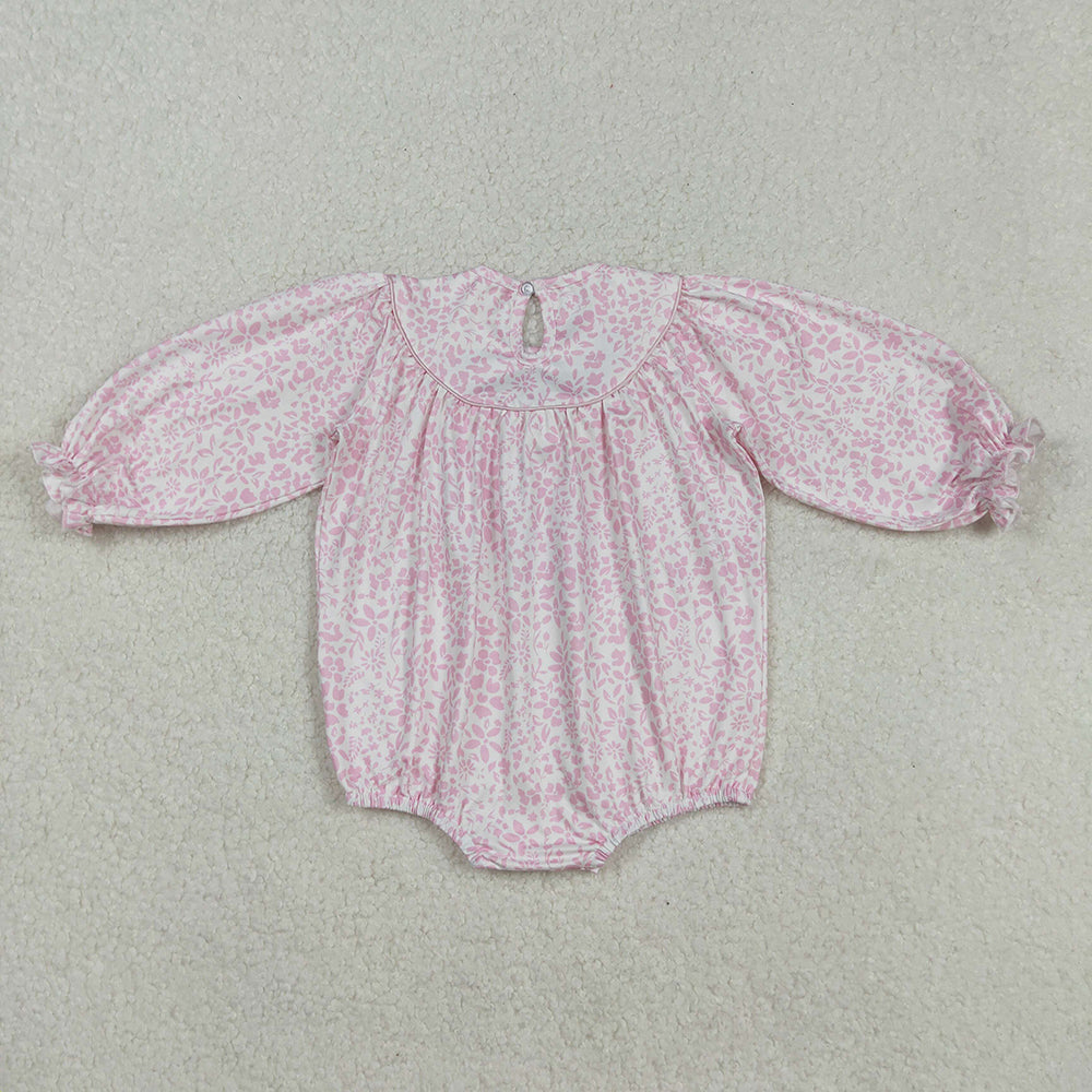 Baby Infant Girls Pink Flowers Thanksgiving Turkey Smocked Rompers