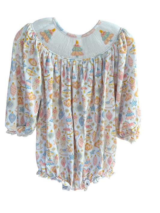 Baby Infant Girls Long Ruffle Sleeves Sea World Trees Smocked Rompers Preorder
