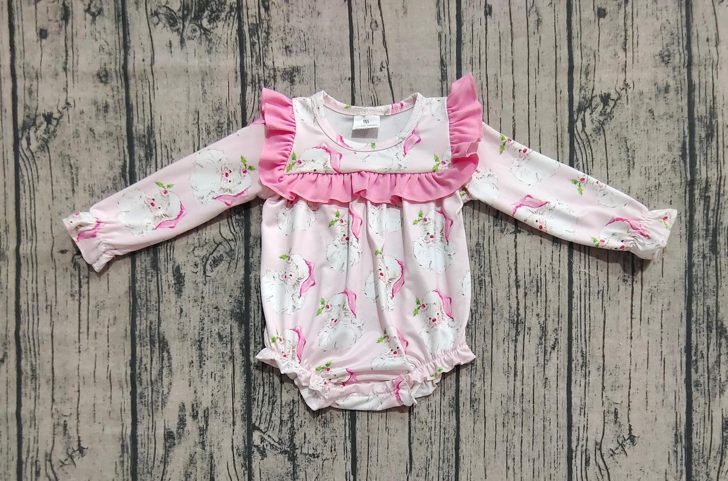 Baby Girls Christmas Pink Santa Ruffle Rompers