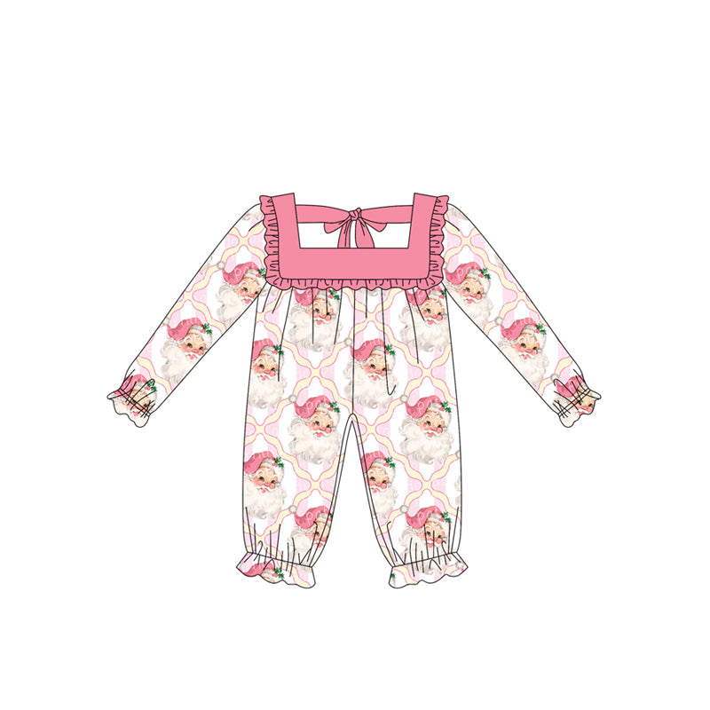 Baby Girls Long Sleeves Pink Santa Plaid Pant Rompers Preorder