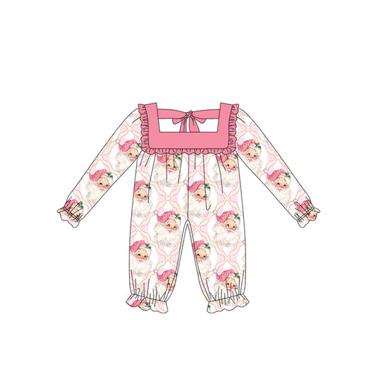 Baby Girls Long Sleeves Pink Santa Plaid Pant Rompers Preorder