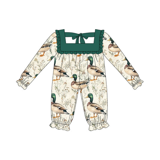 Baby Girls Long Ruffle Sleeves Green Ducks Pant Rompers Preorder