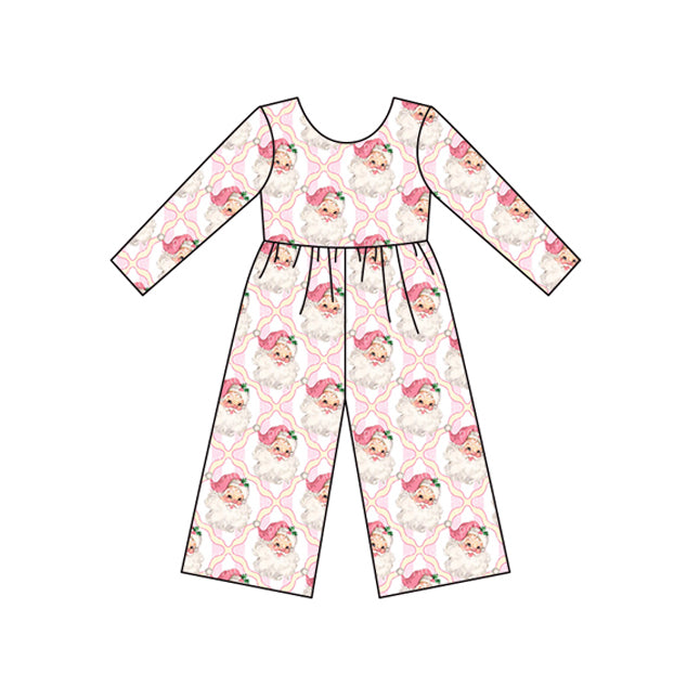 Baby Girls Pink Long Sleeves Santa Plaid Jumpsuits Preorder