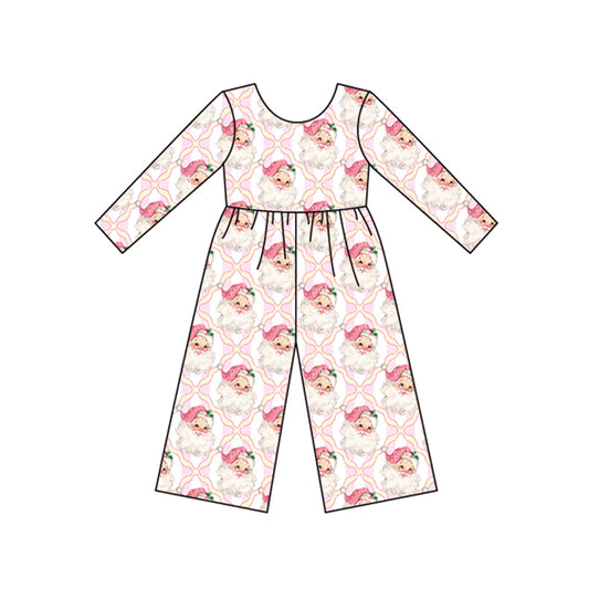 Baby Girls Pink Long Sleeves Santa Plaid Jumpsuits Preorder