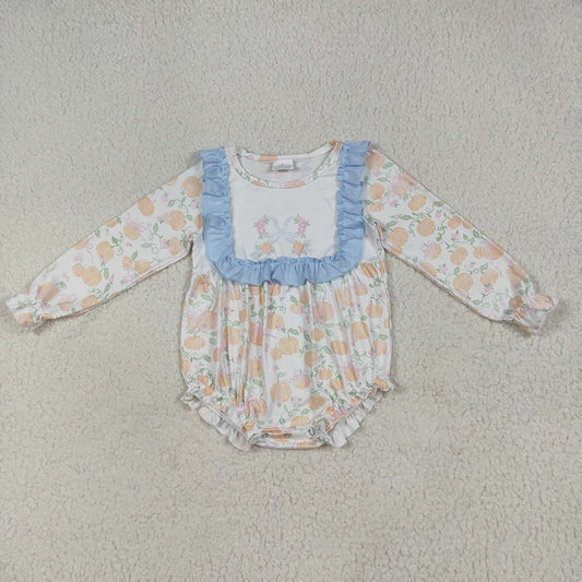 Baby Girls Long Sleeves Pumpkins Bows Ruffle Rompers