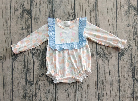 Baby Girls Long Sleeves Pumpkins Bows Ruffle Rompers