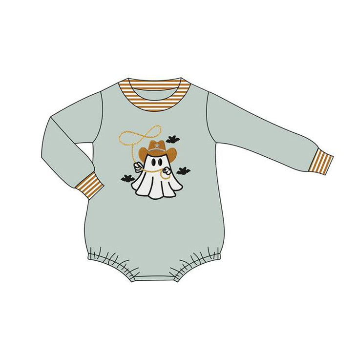 Baby Boys Gray Long Sleeves Ghost Hat Bummies Rompers Preorder
