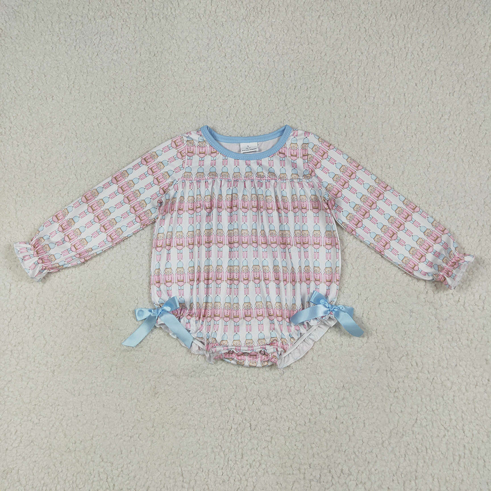 Baby Girls Christmas Soldiers Bows Ruffle Rompers