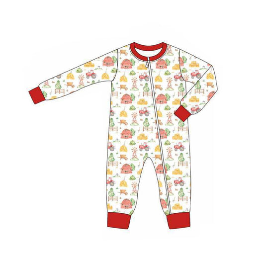 Baby Boys Long Sleeves House Truck Farm Zipper Rompers Preorder