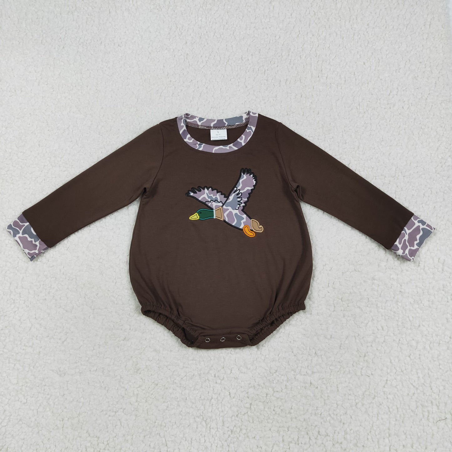 Sibling Baby Boys Long Sleeve Embroidery Ducks Dogs Hunting Rompers