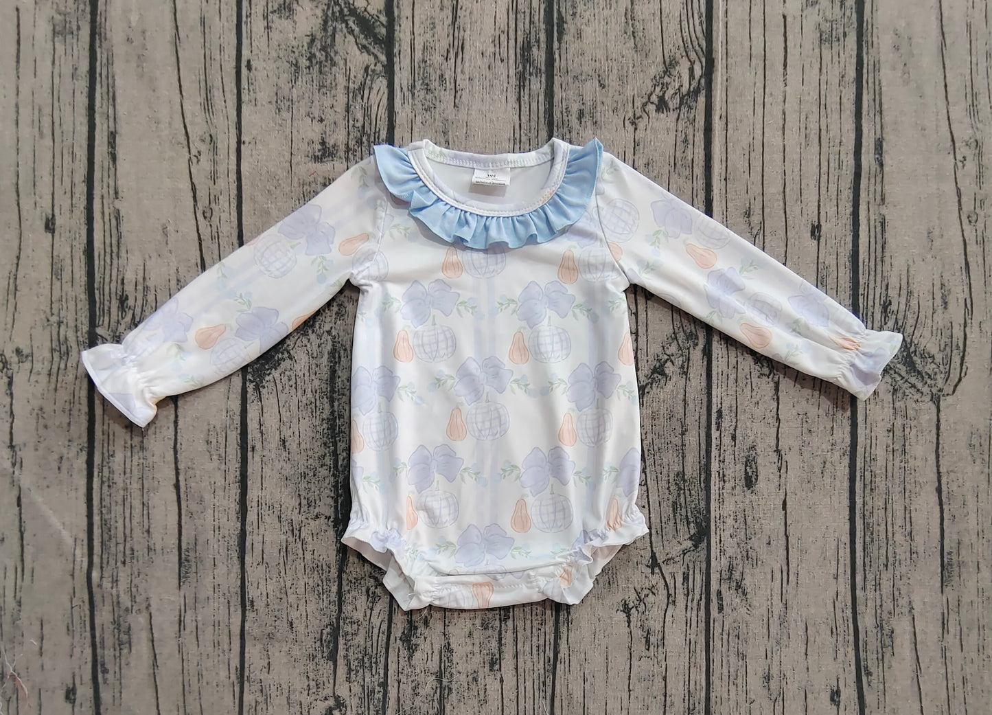 Baby Girls Long Sleeves Pumpkin Floral Plaid Ruffle Rompers