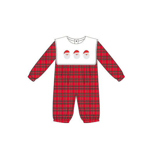Baby Boys Red Plaid Long Sleeves Santa Pant Rompers Preorder