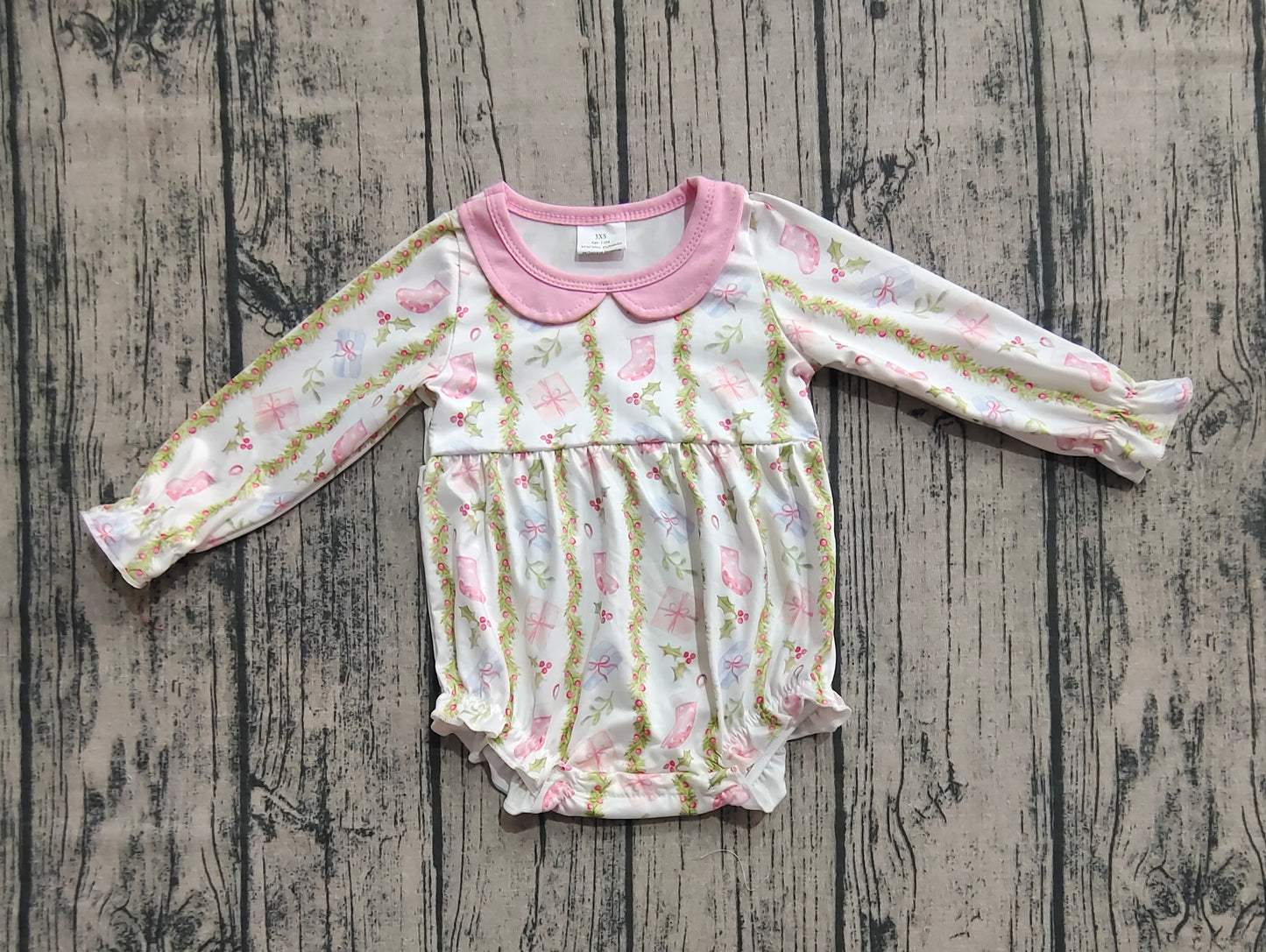 Baby Girls Christmas Gifts Floral Stripe Ruffle Rompers