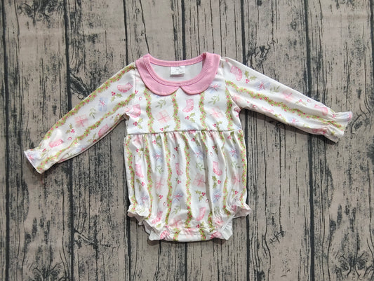 Baby Girls Christmas Gifts Floral Stripe Ruffle Rompers