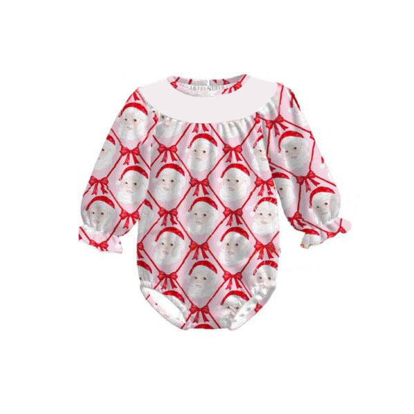 Baby Girls Long Sleeves Red Bows Santa Plaid Ruffle Rompers Preorder