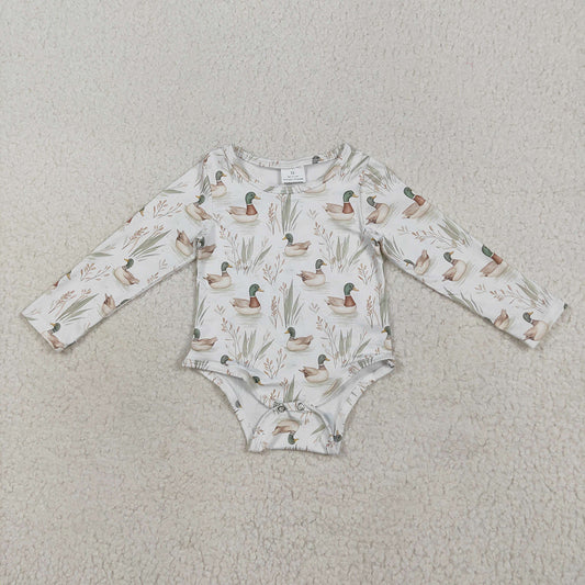 Baby Girls Long Sleeves Mallard Ducks Hunting Rompers