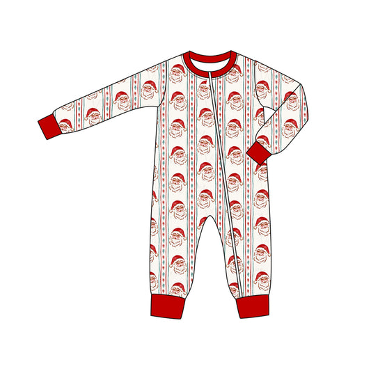 Baby Boys Long Sleeves Santa Stripes Zipper Pant Rompers Preorder
