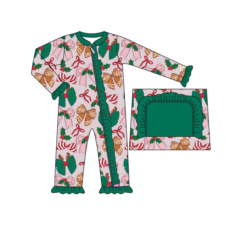 Baby Girls Long Sleeves Colorful Bows Zipper Pant Rompers Preorder