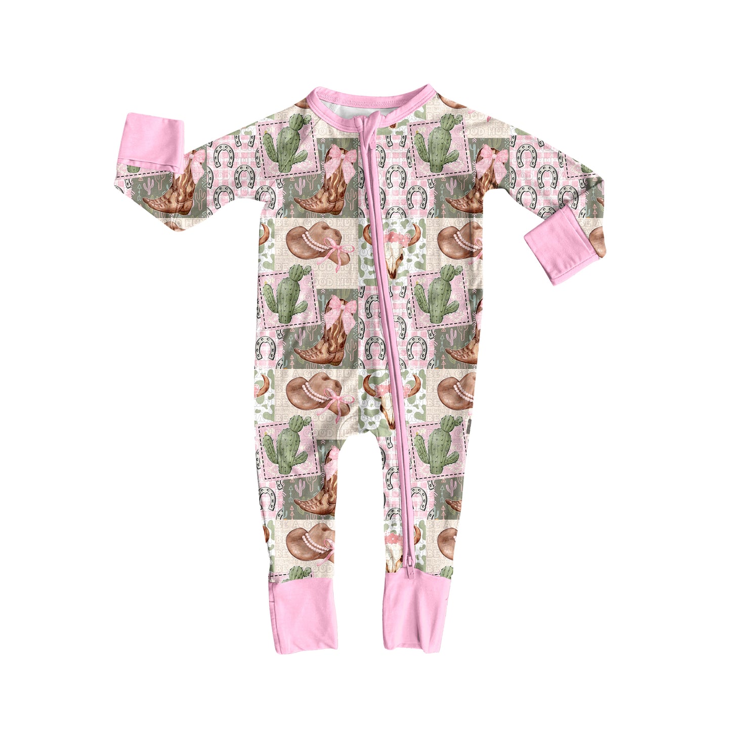 Baby Girls Long Sleeves Cactus Hats Boots Zipper Rompers Preorder