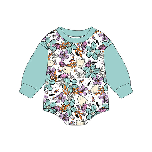 Baby Girls Blue Long Sleeves Flowers Ghost Rompers Preorder