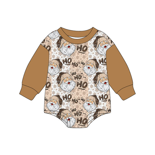 Baby Girls Brown Long Sleeves Santa Snowflakes Rompers Preorder