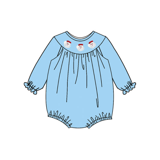 Baby Boys Long Ruffle Sleeves Smocked Santa Rompers Preorder