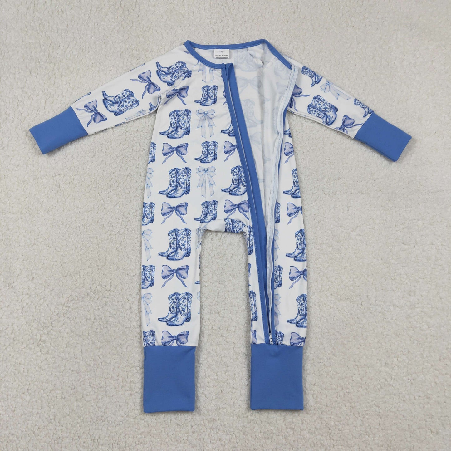 Baby Girls Bows Boots Western Two Way Zip Convertible Rompers