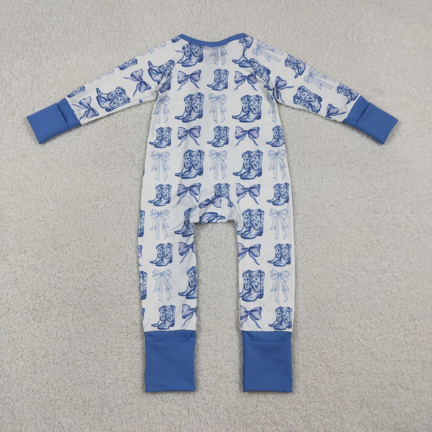 Baby Girls Bows Boots Western Two Way Zip Convertible Rompers
