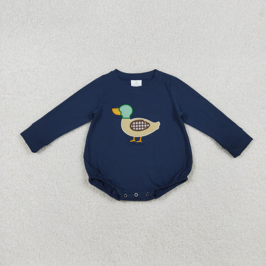 Embroidery Baby Boys Navy Fall Mallard Ducks Rompers