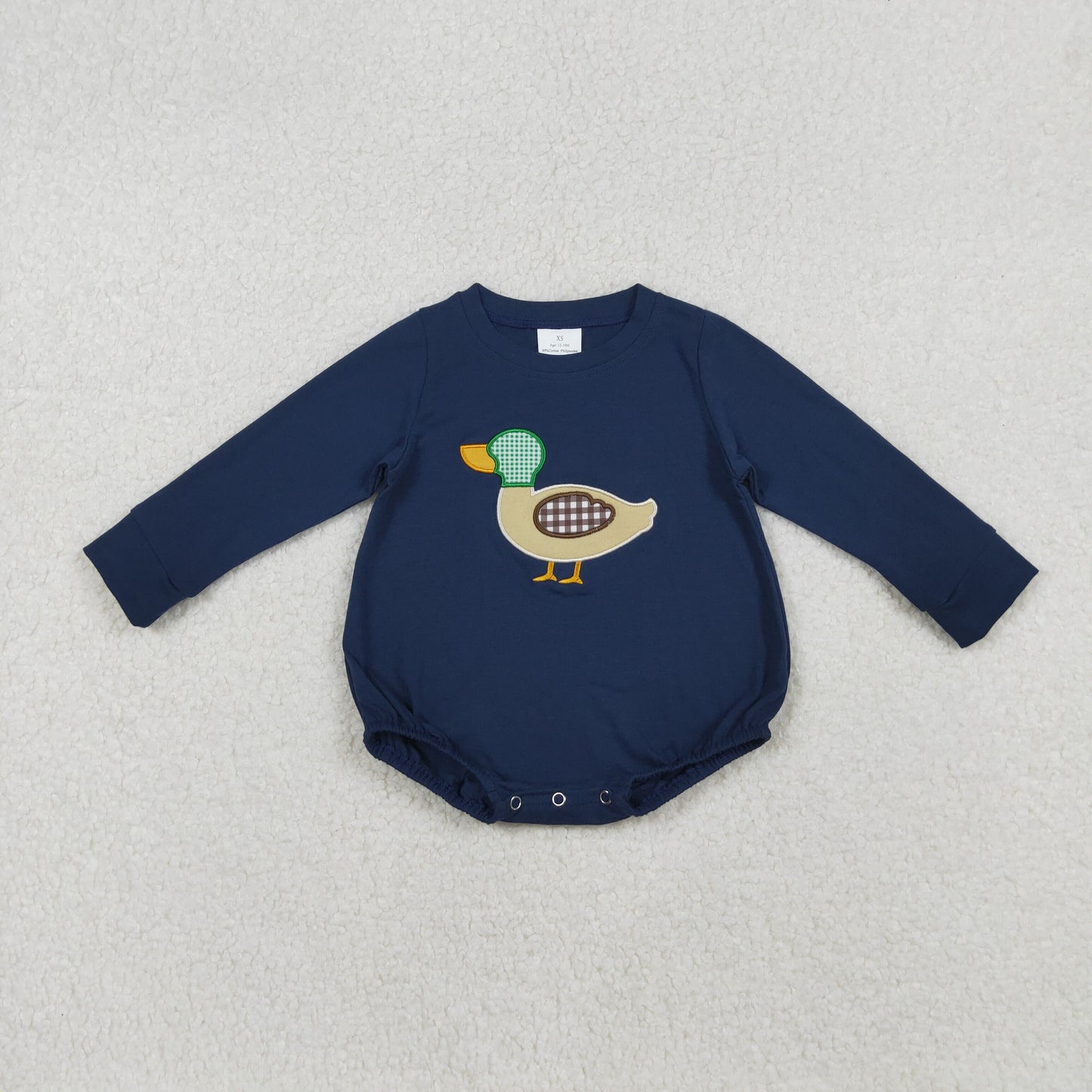 Sibling Baby Boys Long Sleeve Embroidery Ducks Dogs Hunting Rompers
