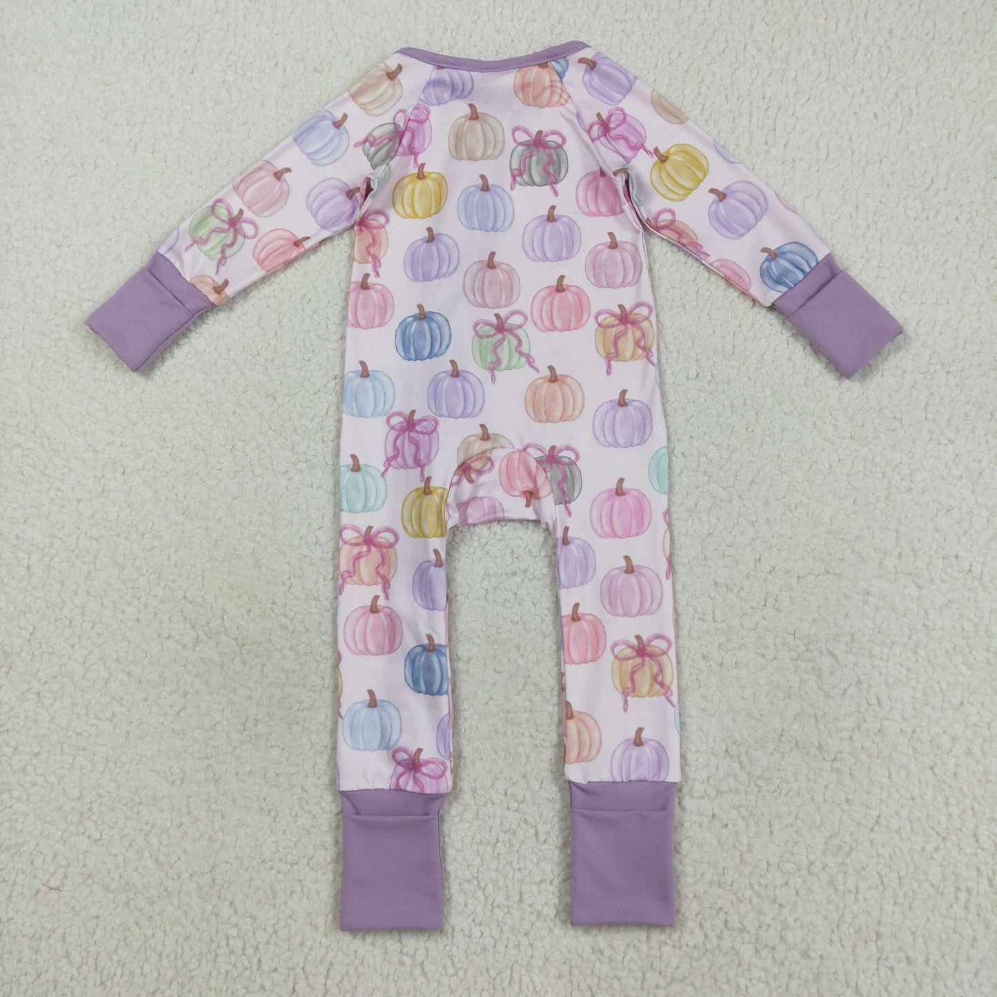 Sibling Baby Kids Colorful Flowers Pumpkins Fall Two Way Zip Convertible Rompers