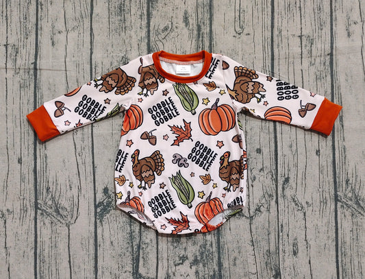 Baby Boys Thanksgiving Turkey Pumpkins Gobble Rompers