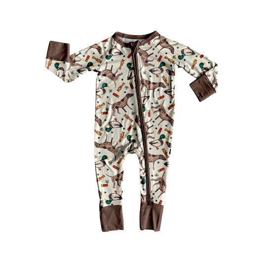 Baby Boys Long Sleeves Dogs Ducks Calls Zipper Rompers Preorder
