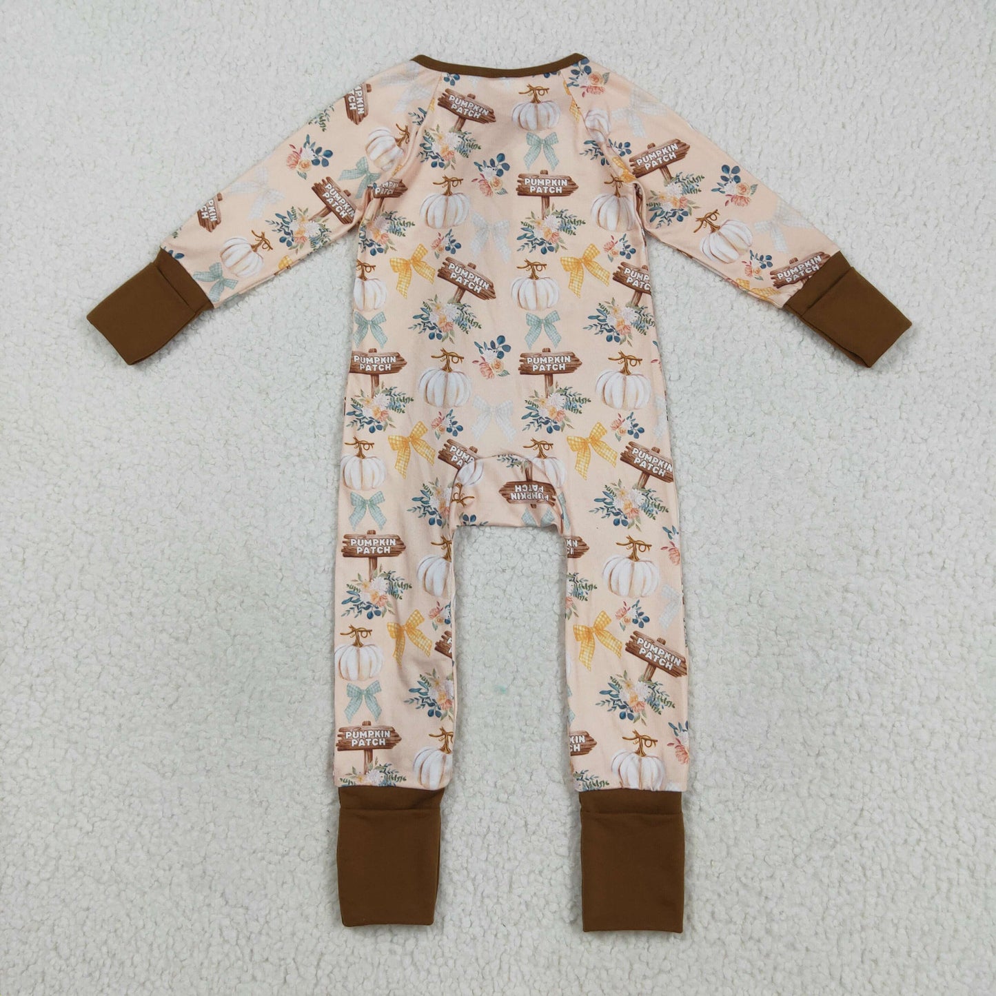Sibling Baby Kids Colorful Flowers Pumpkins Fall Two Way Zip Convertible Rompers