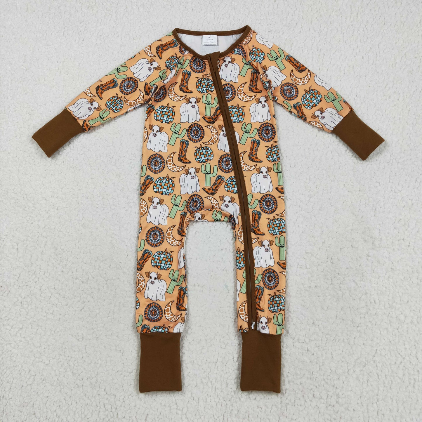 Sibling Baby Kids Hats Boots Horses Cows Western Two Way Zip Convertible Rompers