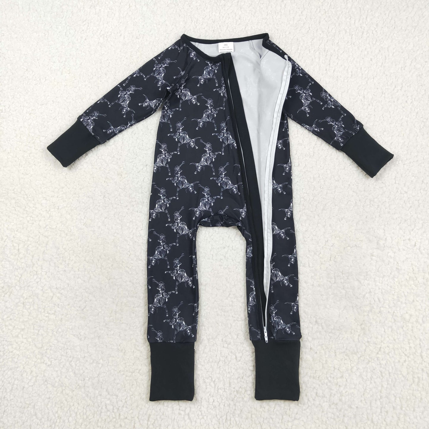 Sibling Baby Kids Hats Boots Horses Cows Western Two Way Zip Convertible Rompers