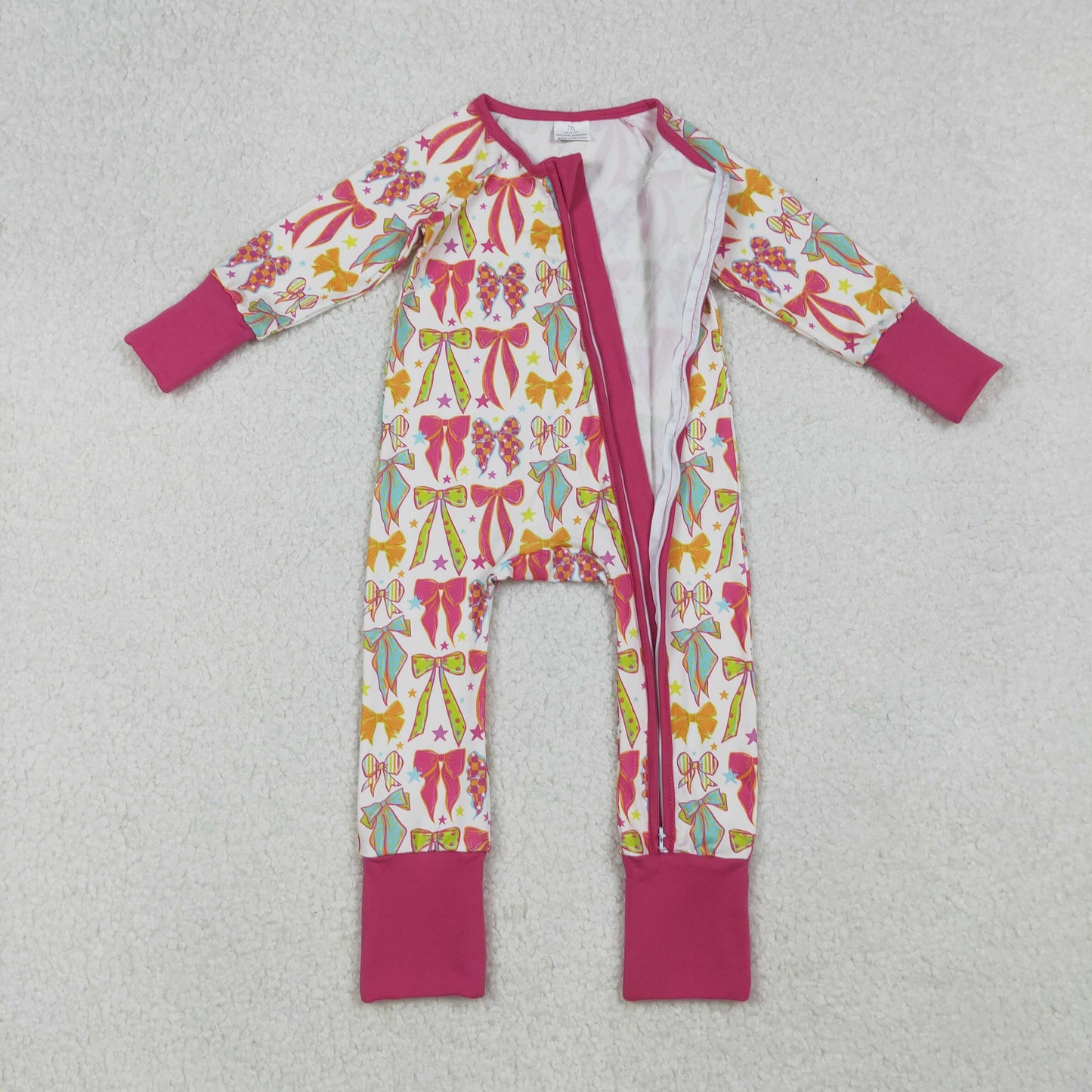 Sibling Baby Girls Colorful Flowers Bows Two Way Zip Convertible Rompers