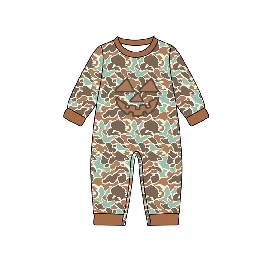Baby Boys Long Sleeves Brown Camo Ghost Pumpkins Pant Rompers Preorder
