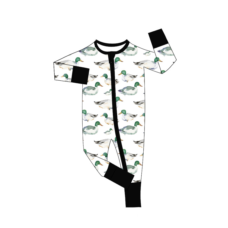 Baby Boys Ducks Plaid Western Zipper Rompers Preorder