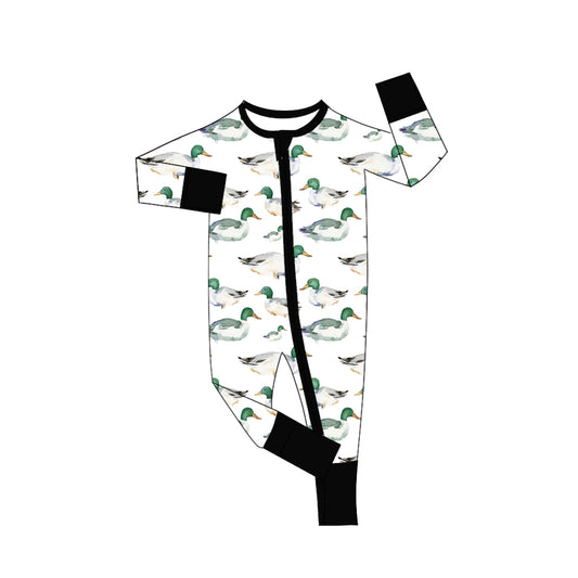 Baby Boys Ducks Plaid Western Zipper Rompers Preorder
