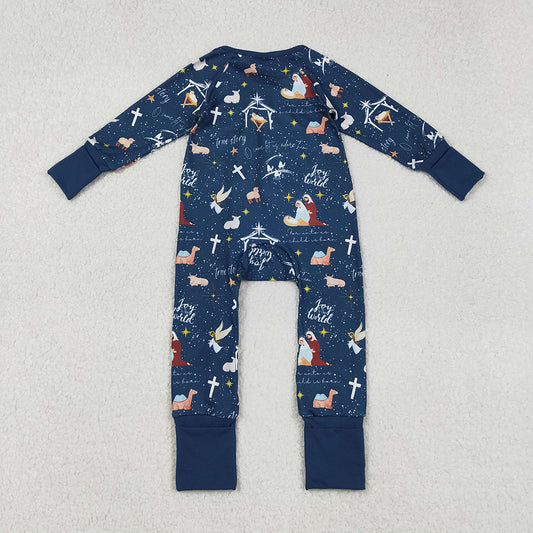 Christmas Baby Zip Footie Romper – Nativity Holiday Pajamas, Newborn–2Years