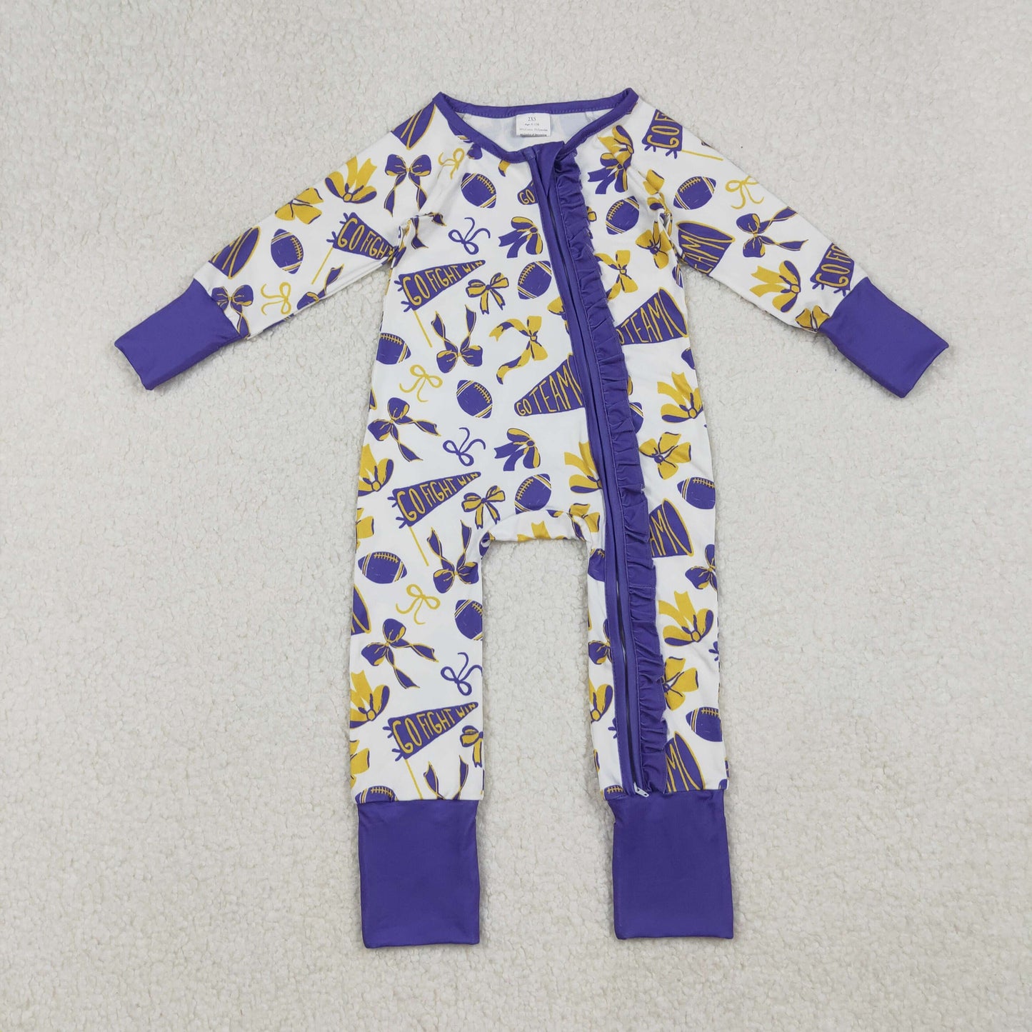 Sibling Baby Kids Footballs Baseballs Stars Checked Team Two Way Zip Convertible Rompers