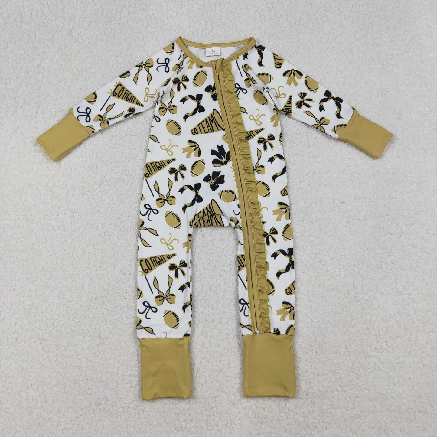 Sibling Baby Kids Footballs Baseballs Stars Checked Team Two Way Zip Convertible Rompers