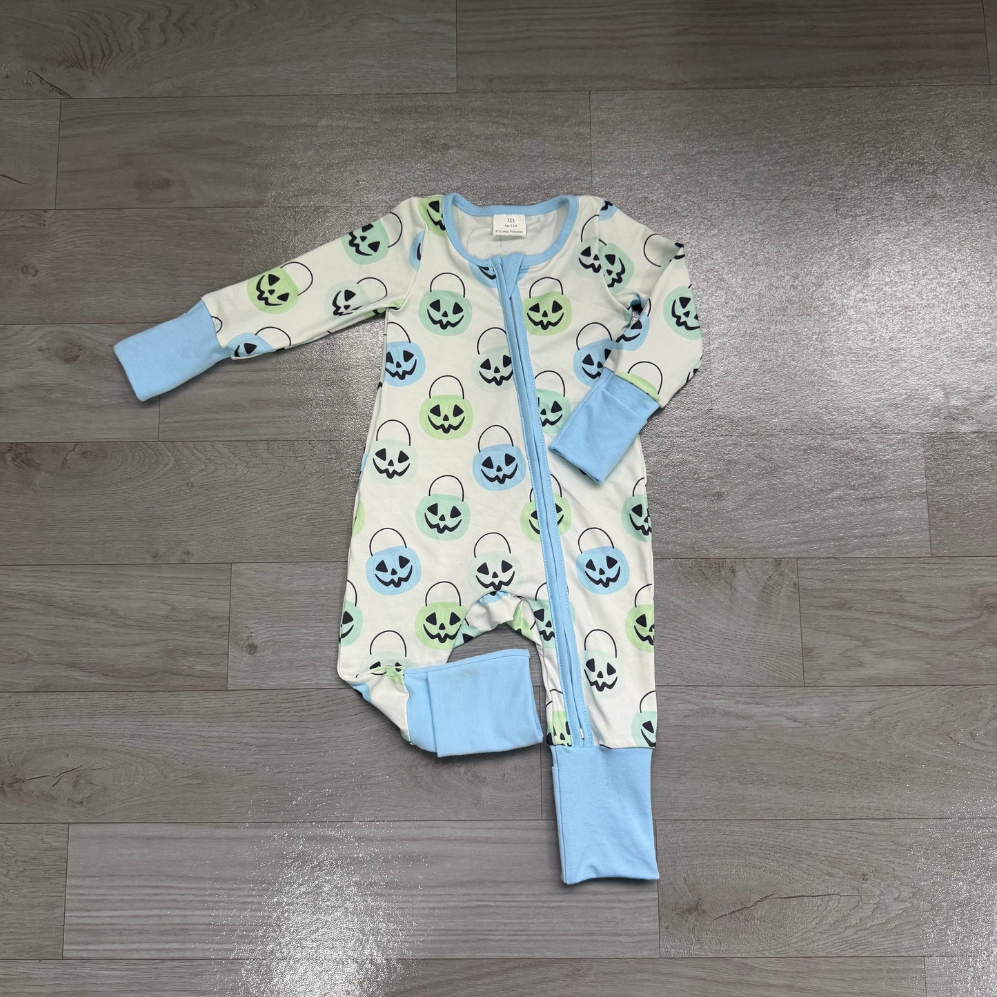 Baby Boys Ghost Pumpkins Halloween Two Way Zip Convertible Rompers Preorder