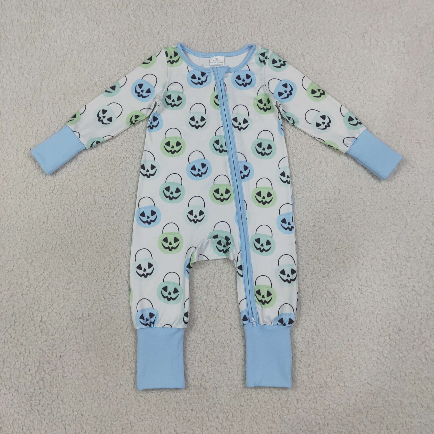 Baby Boys Ghost Pumpkins Halloween Two Way Zip Convertible Rompers